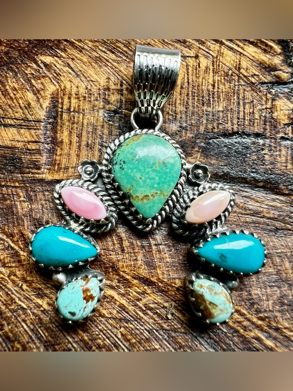 Kingman Turquoise Queen Conch Naja Pendant Sterling Silver